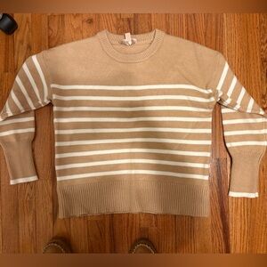 Philosophy Tan and White Striped Sweater